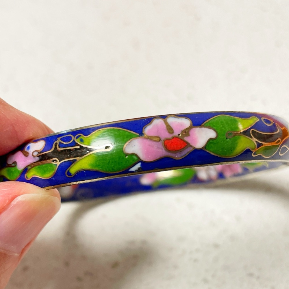 Cloisonné Floral Bangle Bracelet